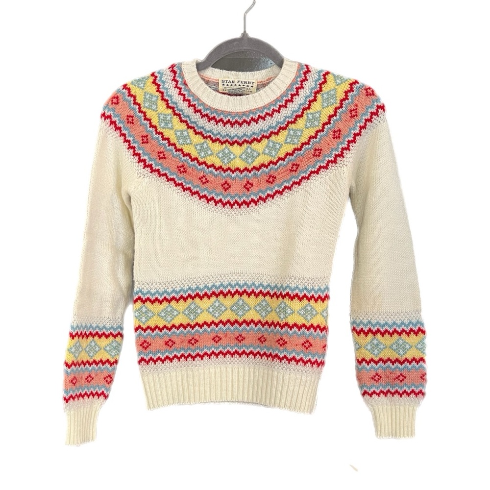 🔥6HR SALE🔥 Vintage 70s Betsey Johnson Michael Milea Star Ferry Fair Isle Sweater